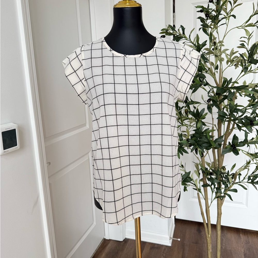 Lily White Grid Pattern Blouse